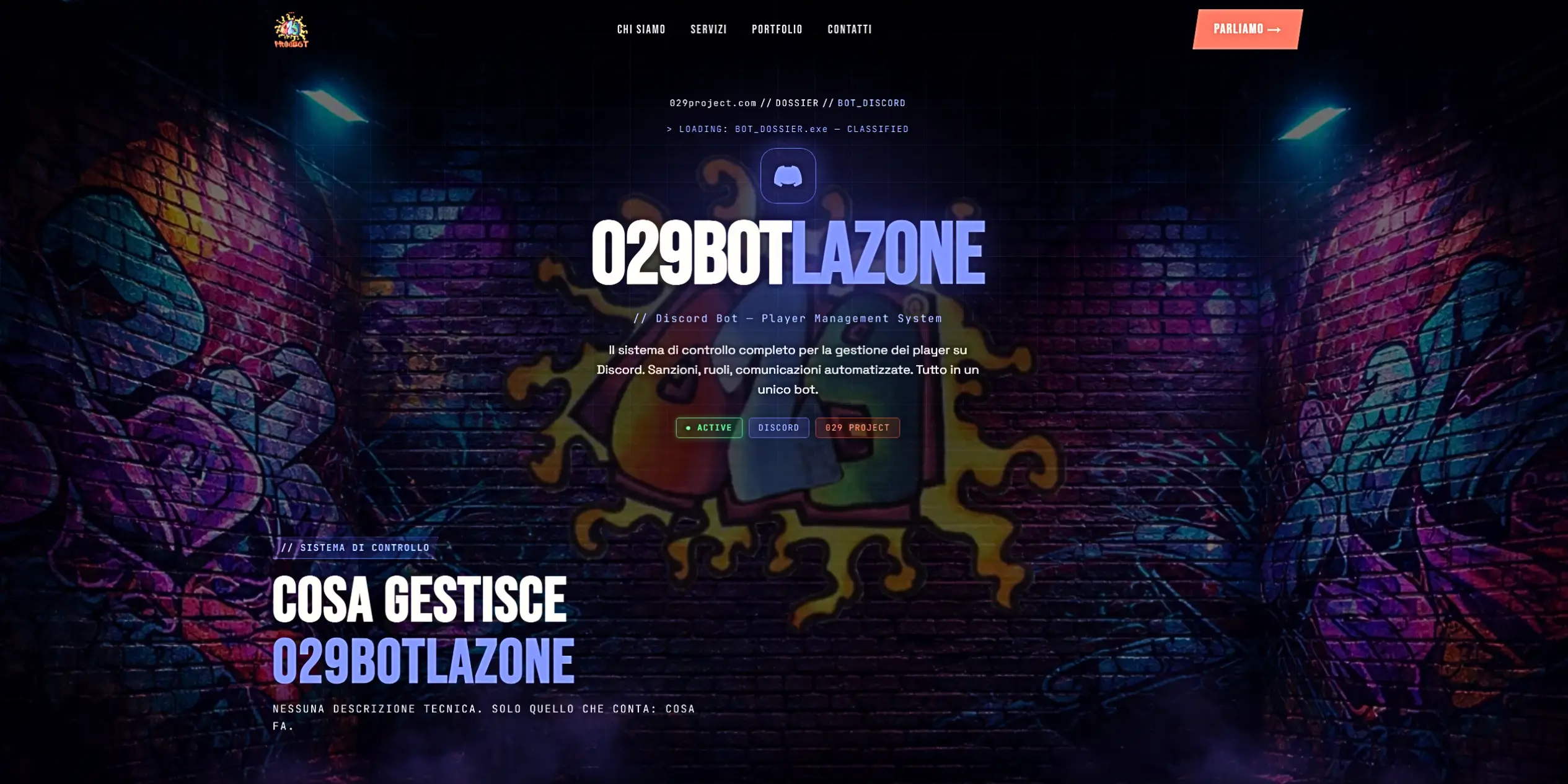 Pannello di controllo 029BotLaZone — Sistema di gestione player Discord per LaZoneRP, sviluppato da 029 Project